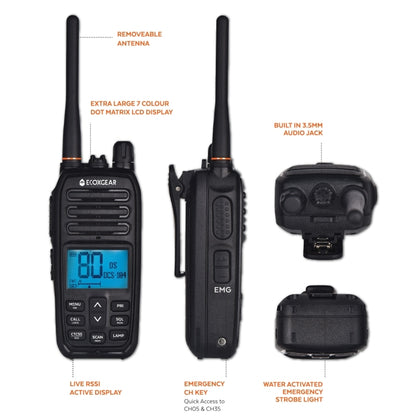 ECOXTALK EXG500 5-Watt Long Range IP67 Handheld UHF Radio (17km)